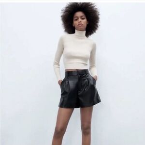 Zara Black Leather Shorts